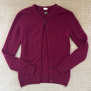 J. Crew Cashmere Cardigan, Burgundy/Maroon, Size XS